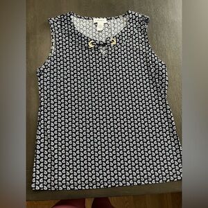 Carmen Marc Valvo Women Large Sleeveless Paisley Pattern Blouse